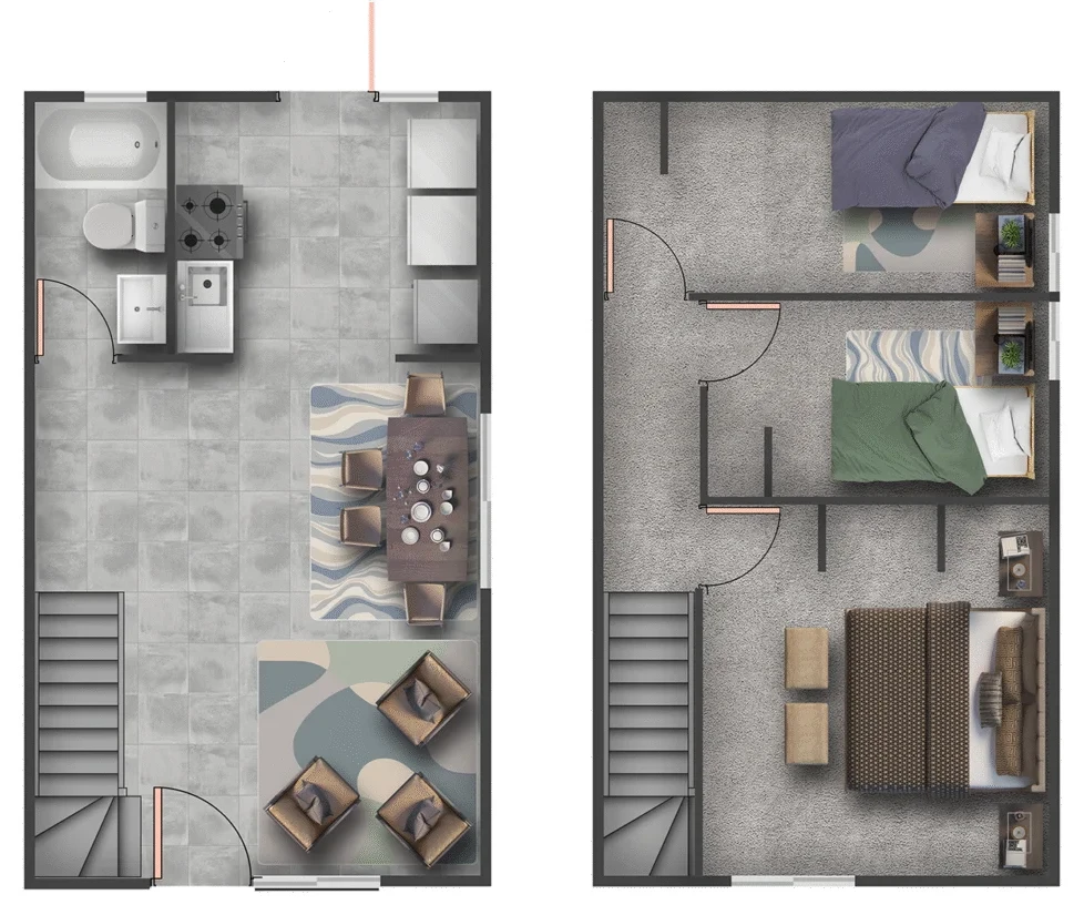 Planta de la casa Cádiz, primer y segundo piso